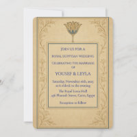Royal Egyptian Wedding Invitation Lotus Gold