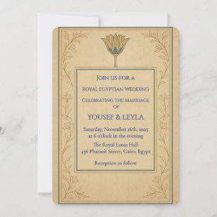 Royal Egyptian Wedding Invitation Lotus Gold Kaart