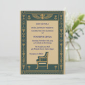 Royal Egyptian Winged Scarab & Throne Gold Wedding Kaart (Staand voorkant)