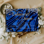 Royal Elegant Blue Chic Minimal Rehearsal Dinner Kaart
