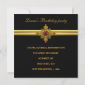 Royal Elegant Gold Red Jewel op Black Party 2 Kaart (Achterkant)