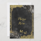 Royal Elegant Goud en Zwart Roos Quinceañera Kaart (Achterkant)