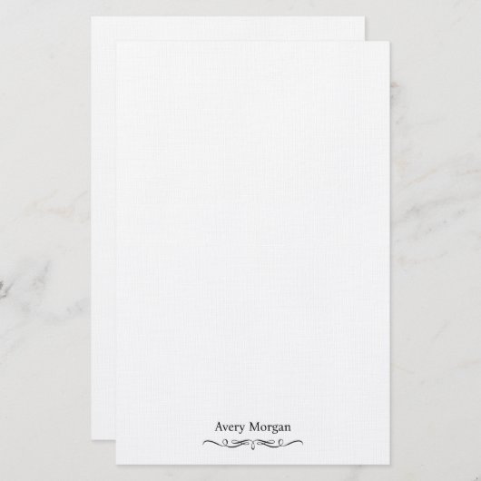 Royal Elegant Luxe Classic Zwart Gepersonaliseerd Briefpapier (Voorkant / Achterkant)