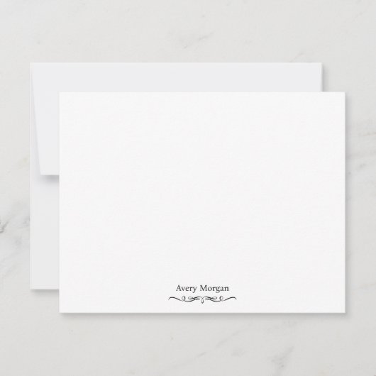 Royal Elegant Luxe Classic Zwart Gepersonaliseerd Notitiekaartje (Voorkant)