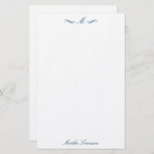 Royal Elegant Luxe Marine Blauw Gepersonaliseerd Briefpapier (Voorkant / Achterkant)