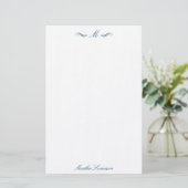Royal Elegant Luxe Marine Blauw Gepersonaliseerd Briefpapier (Staand voorkant)