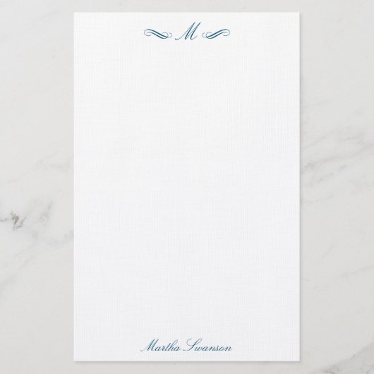 Royal Elegant Luxe Marine Blauw Gepersonaliseerd Briefpapier (Voorkant)