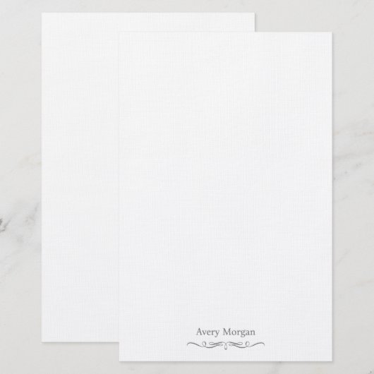 Royal Elegant Luxe Smokey Grey Gepersonaliseerd Briefpapier (Voorkant / Achterkant)