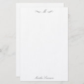 Royal Elegant Luxe Smokey Grey Gepersonaliseerd Briefpapier (Voorkant / Achterkant)