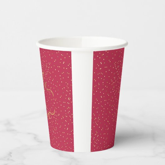 Royal Elegant Red Gold Crown Tiara Naam Monogram Papieren Bekers (Links)