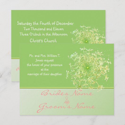 Royal Elegant Roze Koningin Anne's Kant Bruiloft I Uitnodiging Briefkaart (Voorkant / Achterkant)