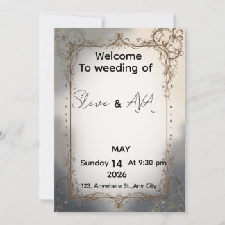 Royal Elegant Wedding Invitation | Luxury Gold & C Kaart