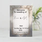 Royal Elegant Wedding Invitation | Luxury Gold & C Kaart (Staand voorkant)