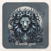 Royal elegantie, een majestueuze blik leeuwenhoof kartonnen onderzetters (Voorkant)