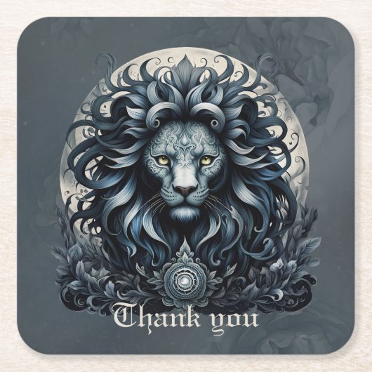 Royal elegantie, een majestueuze blik leeuwenhoof kartonnen onderzetters (Voorkant)