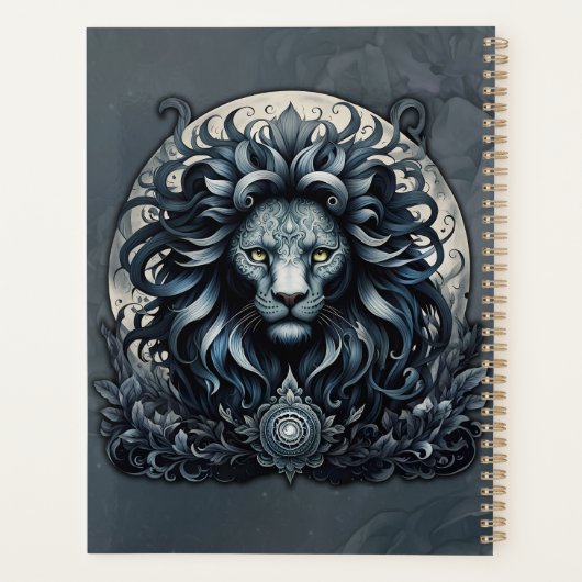 Royal elegantie, een majestueuze blik leeuwenhoof planner (Achterkant)