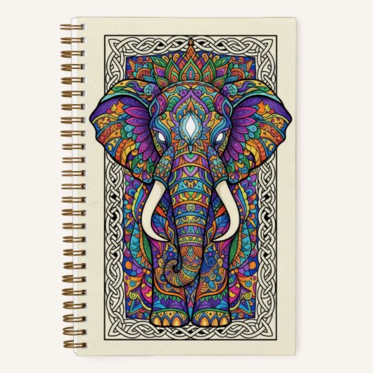 Royal Elephant Mandala Zen tangle Journal Notitieboek (Voorkant)