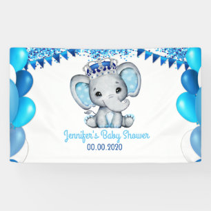 Royal Elephant met Baby shower van de Crown Blue B Spandoek