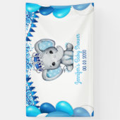 Royal Elephant met Baby shower van de Crown Blue B Spandoek (Verticaal)
