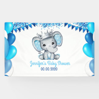 Royal Elephant met Crown Silver Banner Shower
