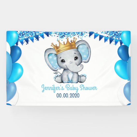 Royal Elephant met gouden kroon banner douche (Horizontaal)