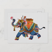 Royal Elephant's Journey: Indiase folkloristische Briefkaart (Voorkant / Achterkant)