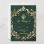 Royal Emerald Gold Wedding Kaart (Voorkant)