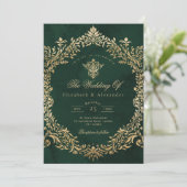 Royal Emerald Gold Wedding Kaart (Staand voorkant)