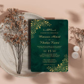 Royal Emerald Green Gold Floral Islamitische bruil Kaart