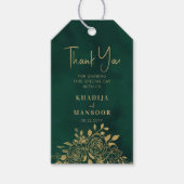 Royal Emerald Green Gold Floral Wedding Bedankt Cadeaulabel (Voorkant)