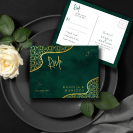 Royal Emerald Green Gold Glitter Wedding RSVP Briefkaart