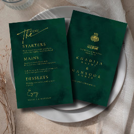Royal Emerald Green Gold Islamitisch Wedding Menu 