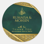 Royal Emerald Green Gold Islamitische bruiloft Dan Ronde Sticker (Voorkant)