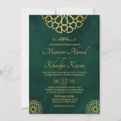 Royal Emerald Green Gold  islamitische bruiloft Kaart (Voorkant)