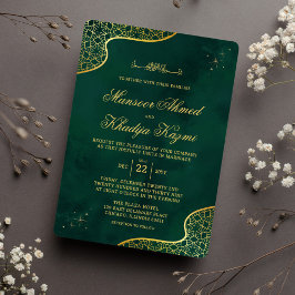 Royal Emerald Green Gold islamitische bruiloft Kaart