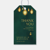 Royal Emerald Green Gold Lights Wedding Bedankt Cadeaulabel (Achterkant)