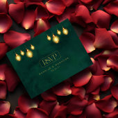 Royal Emerald Green Golden Lights QR Wedding RSVP Informatiekaartje