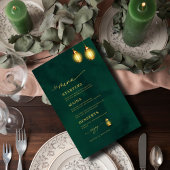 Royal Emerald Green Golden Lights Wedding Menu
