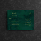 Royal Emerald Green Golden Lights Wedding RSVP Briefkaart