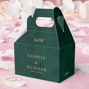 Royal Emerald Green Monogram Huwelijk Bedankt Bedankdoosjes