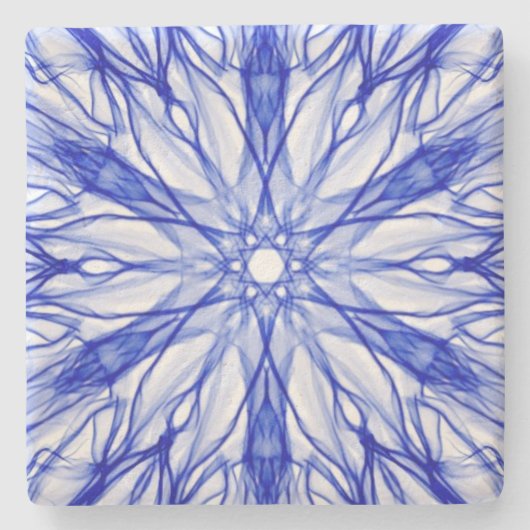 Royal en Mid Blue Fractal Stenen Onderzetter (Voorkant)