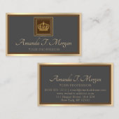 Royal Event Bruiloft Gouden Kroon Ingelijste Grijs Visitekaartje (Voorkant / Achterkant)