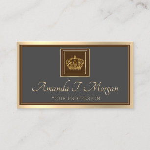 Royal Event Bruiloft Gouden Kroon Ingelijste Grijs Visitekaartje