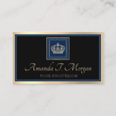 Royal Event Wedding Golden Crown Lijst Black Navy Visitekaartje (Voorkant)