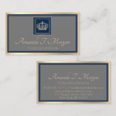 Royal Event Wedding Golden Crown Lijst Gray Navy Visitekaartje (Voorkant / Achterkant)