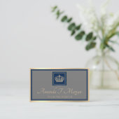Royal Event Wedding Golden Crown Lijst Gray Navy Visitekaartje (Staand voorkant)