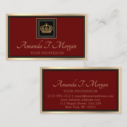 Royal Event Wedding Golden Crown Lijst Red Carpet Visitekaartje (Voorkant / Achterkant)