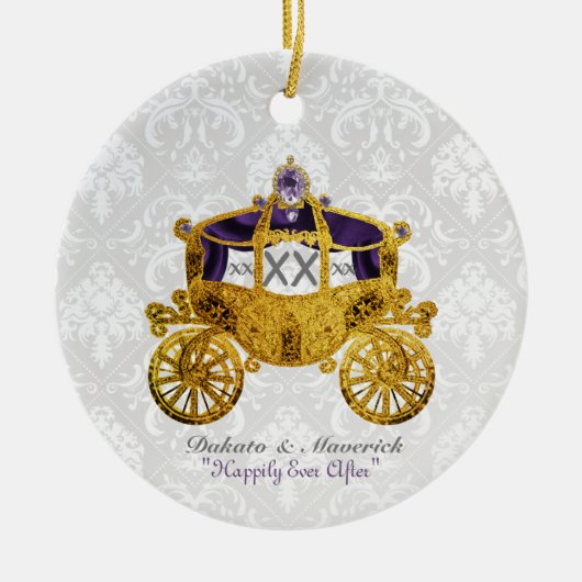 Royal Fairytale Coach Stickers Ceramic Ornament (Voorkant)