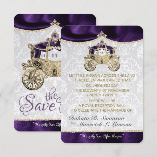 Royal Fairytale Save the Date Cards Kaart (Voorkant / Achterkant)