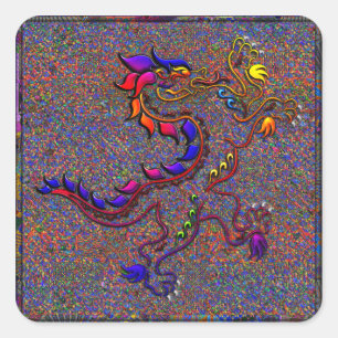 Royal Fancy Medieval Lion Collage Vierkante Sticker